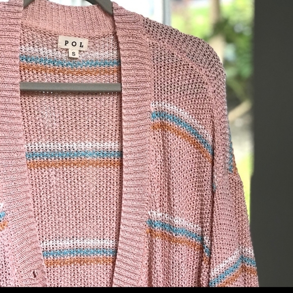 BNWOT POL Oversized Pink Striped Cardigan. - Picture 6 of 16